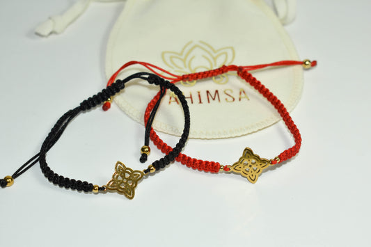 Pulsera tejida con dije Nudo de Bruja – Unión, fuerza y protección ancestral